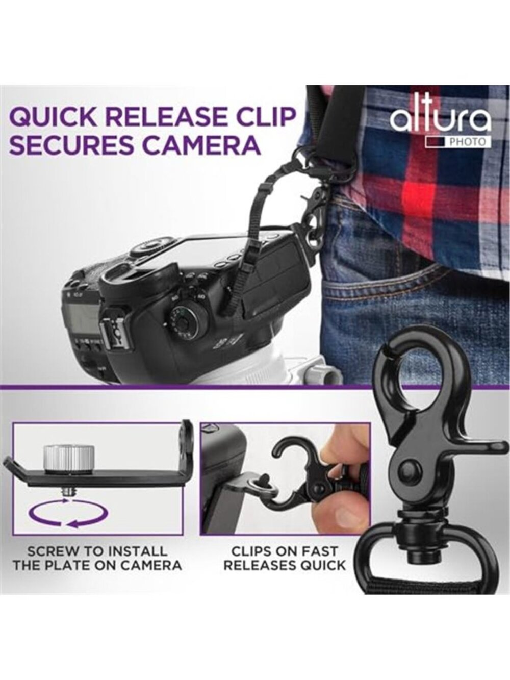 Photo Camera Strap with Quick Release & Safety Tether - Camera Strap - Picture 3 of 7